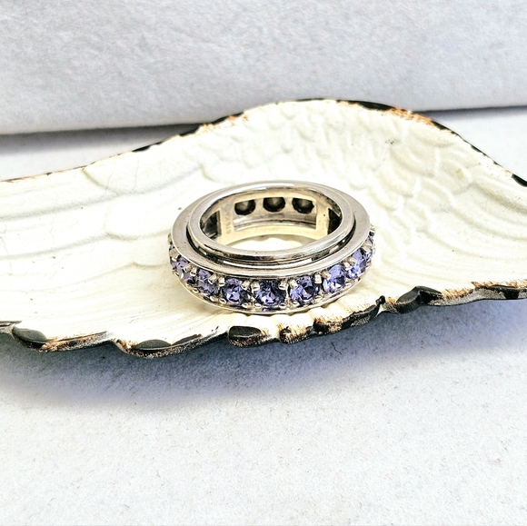 STS Karis Spinner Band Ring with Purple Stones Vintage Size 7.75 - Picture 5 of 15